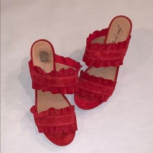 Red Ruffle Free People Heel